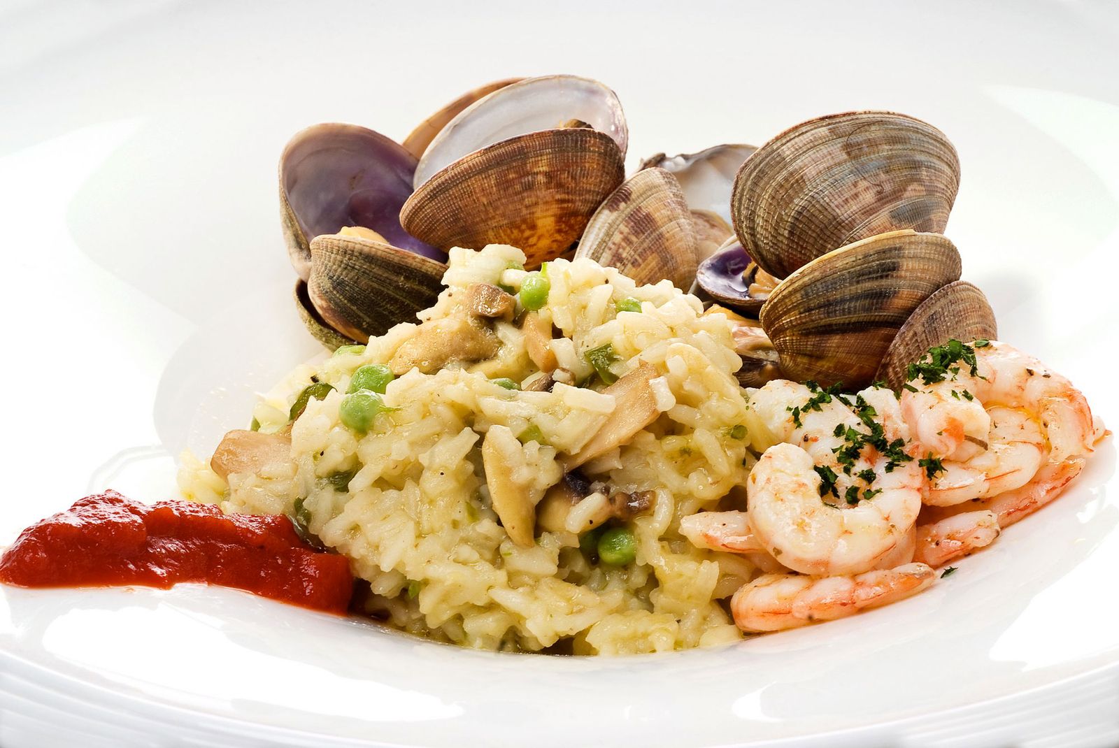 arroz caldoso con almejas champinones y gambas xl