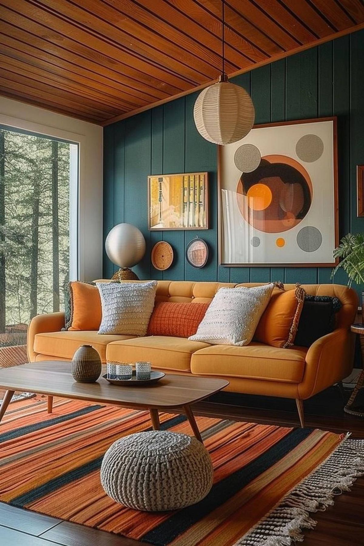 Color naranja con tonos en color turquesa.