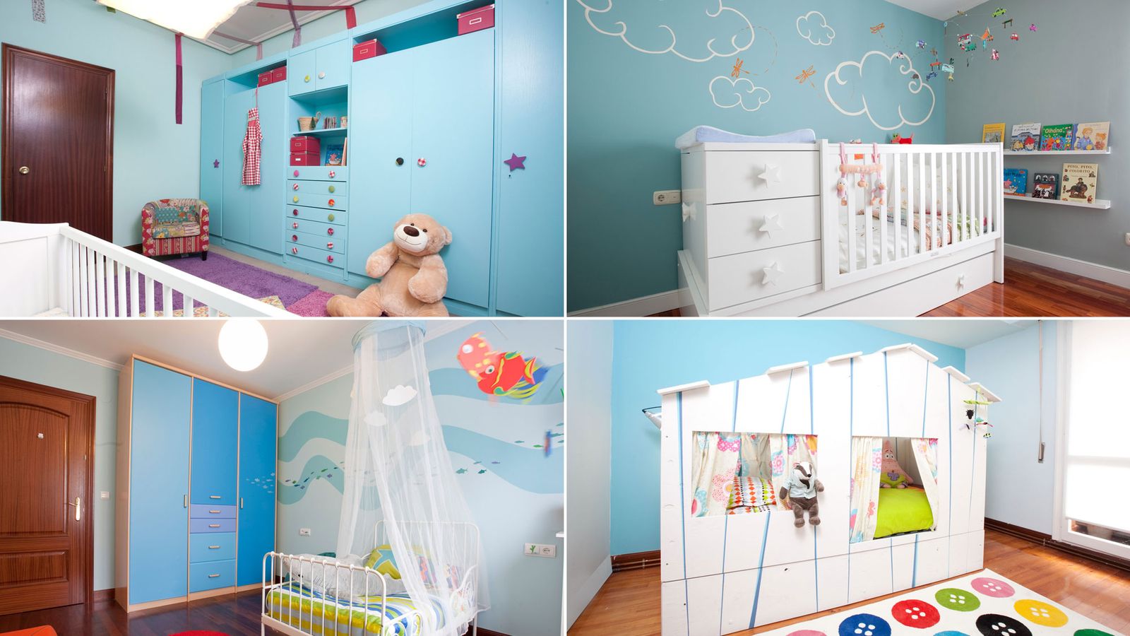 4 dormitorios infantiles de color azul