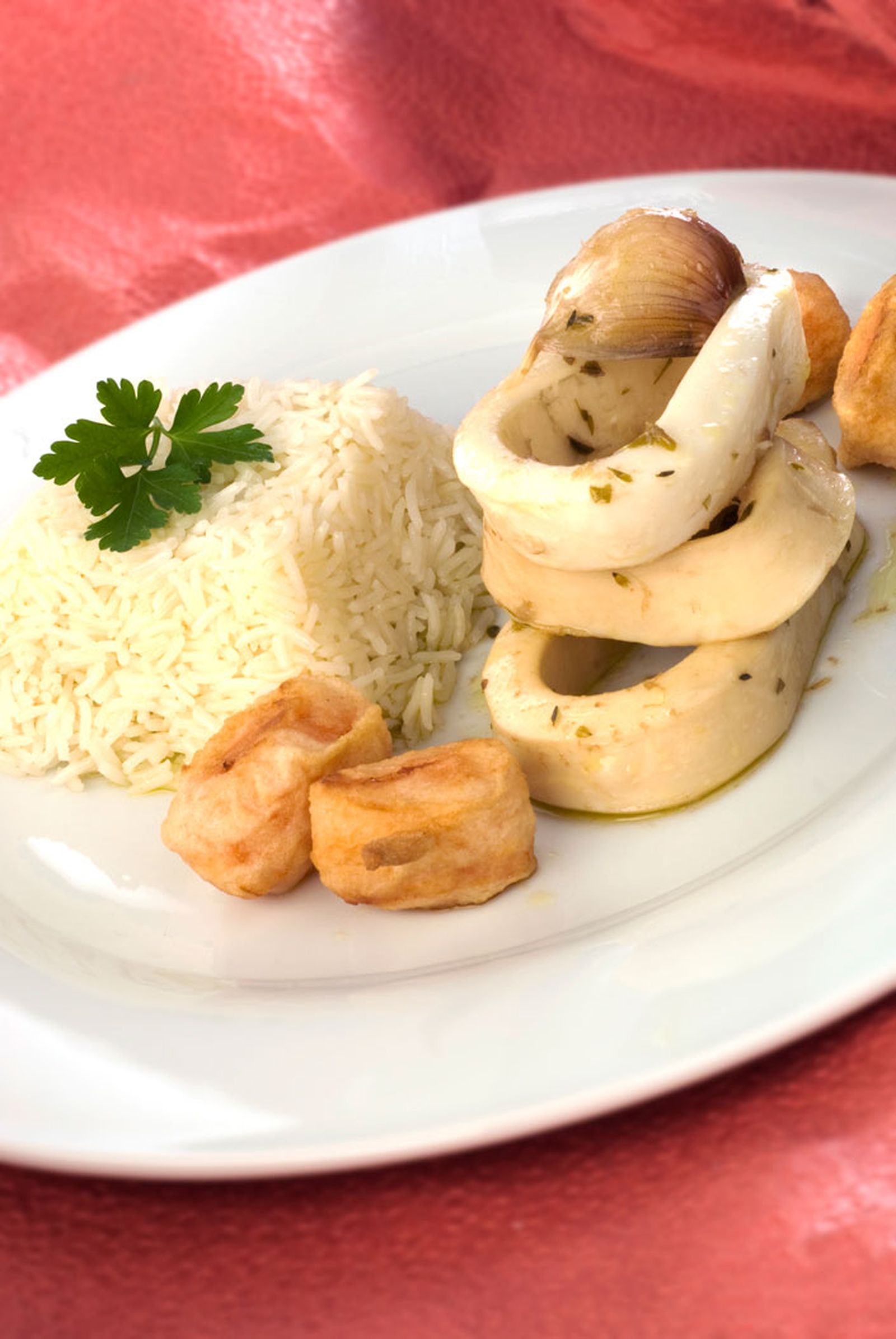 Calamar en escabeche con arroz