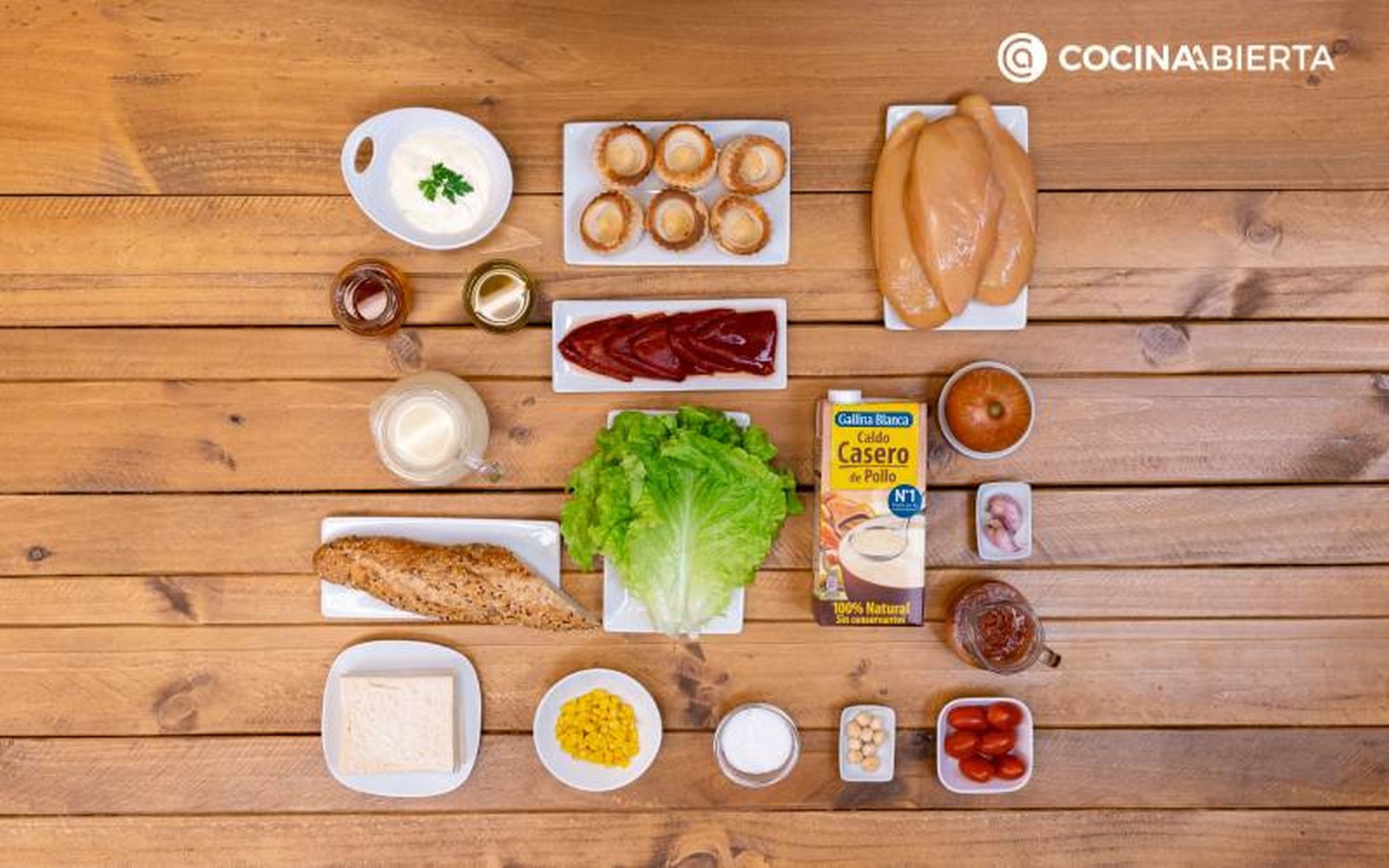 Ingredientes para hacer canapés de pollo