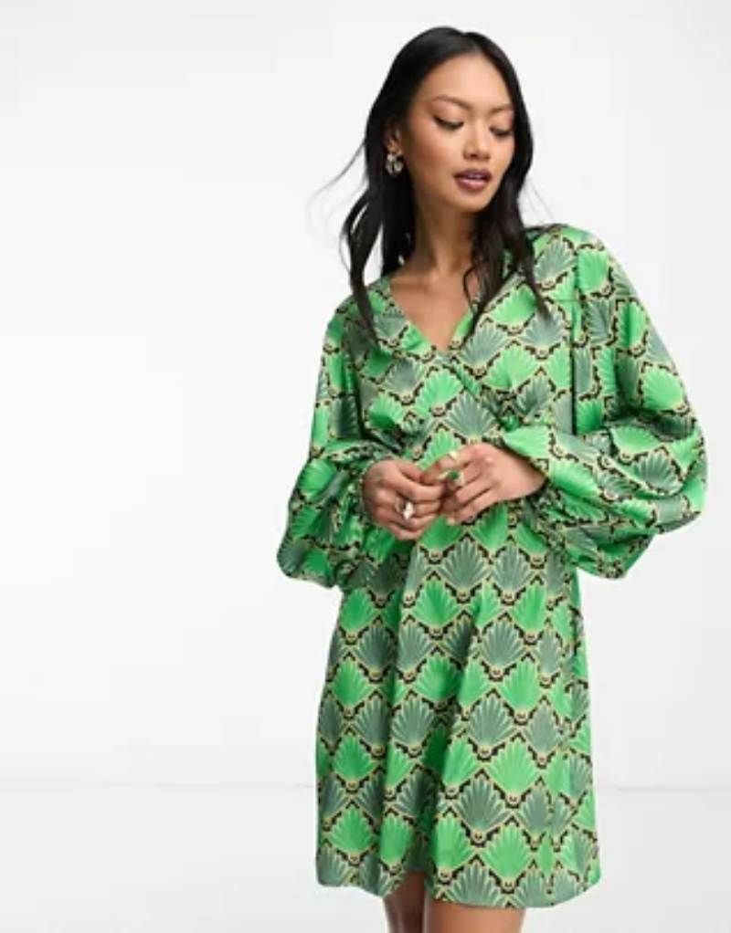 Vestido estampado manga larga