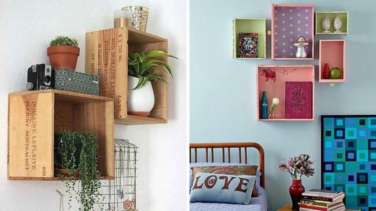 reciclar cajas de vino estanteria de pared