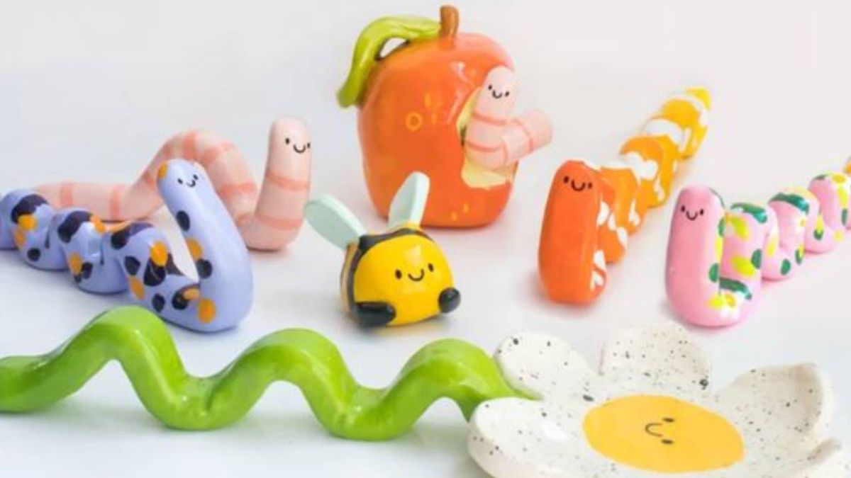 Manualidades de arcilla de estilo kawaii para dejar los pinceles.