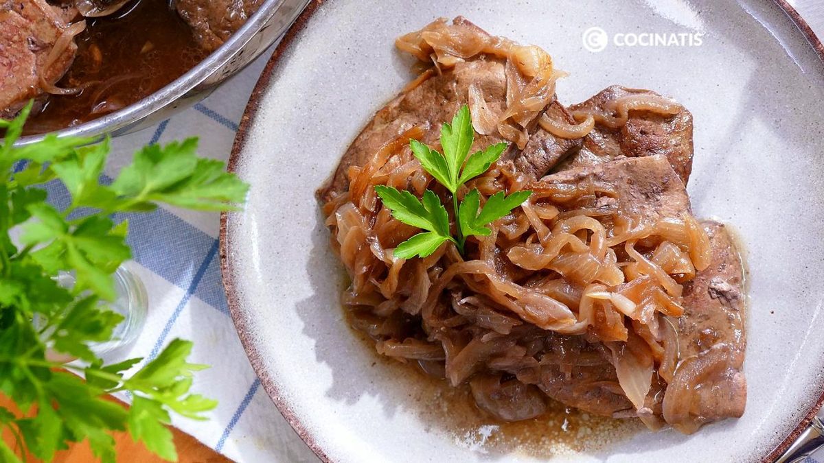 Receta hígado encebollado