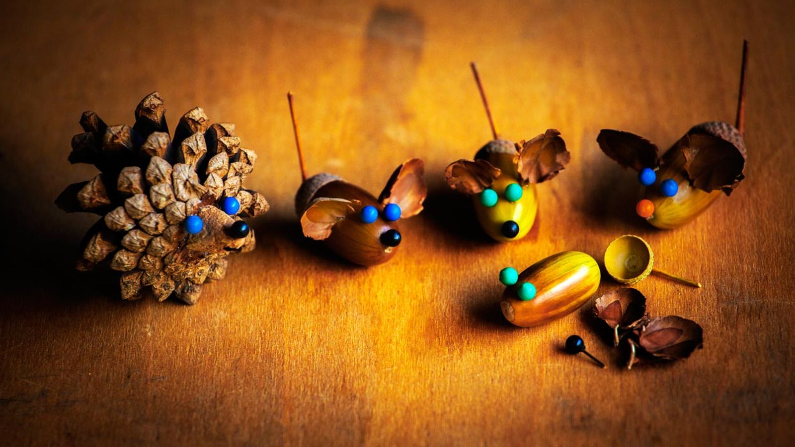 manualidades otono ratones erizo