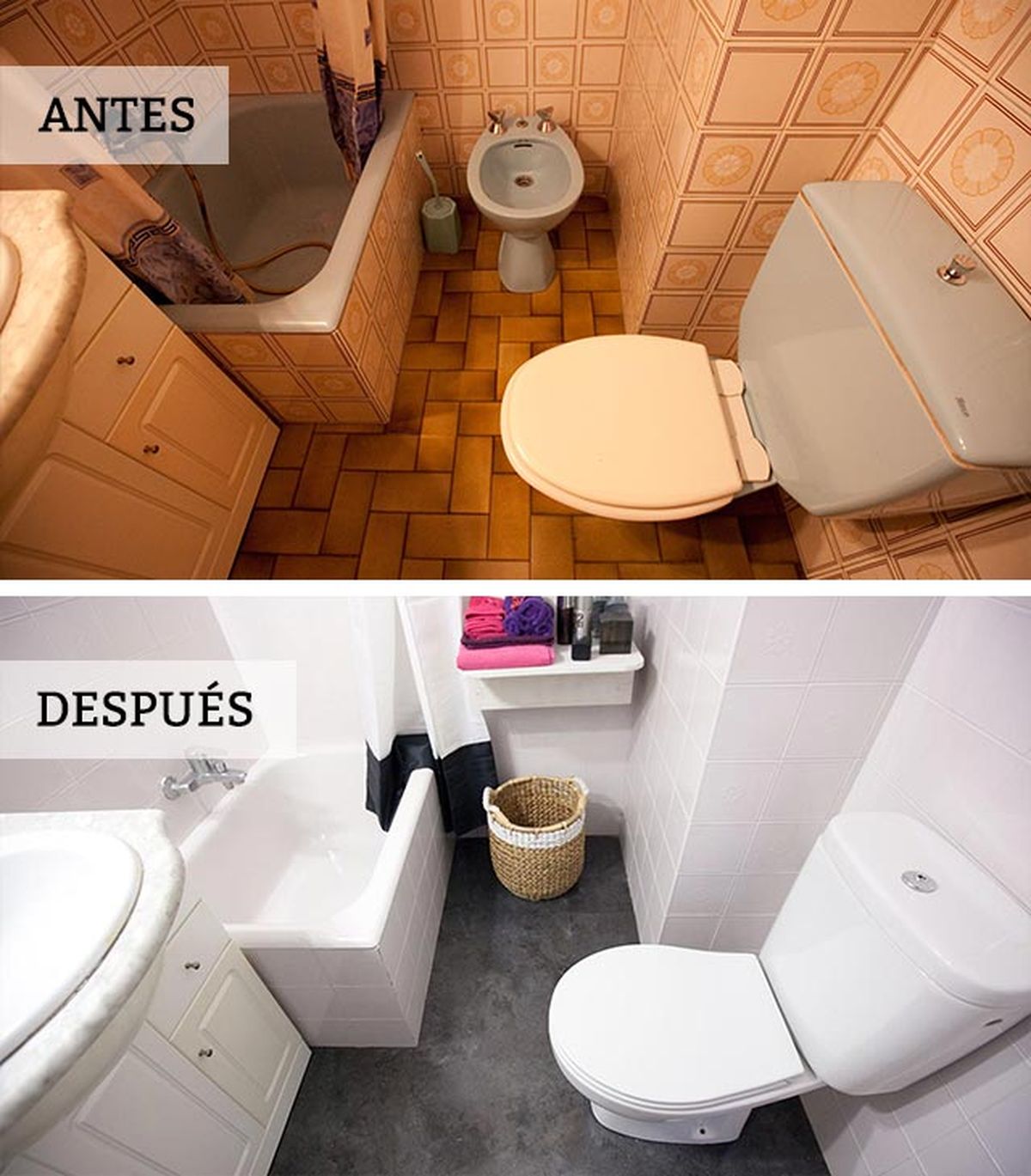 actualizar cuarto bano sin hacer obra antes despues