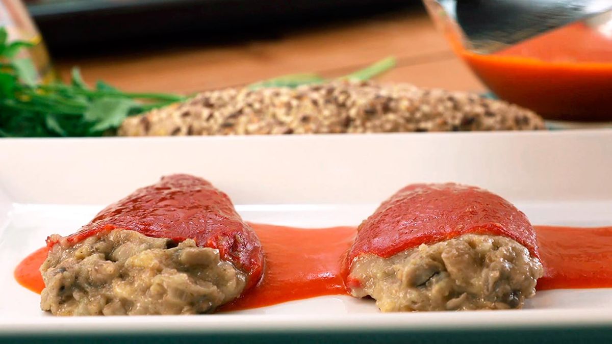 Receta de pimientos rellenos veganos de setas  paso 7