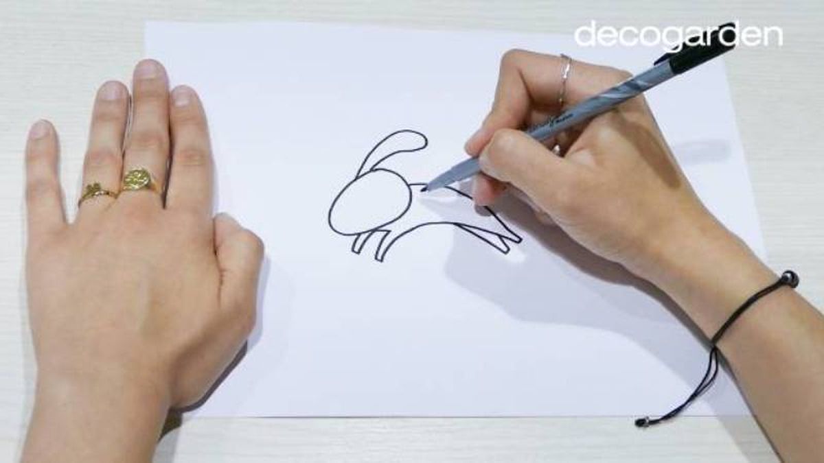 Paso 2 para dibujar a un perro corriendo.