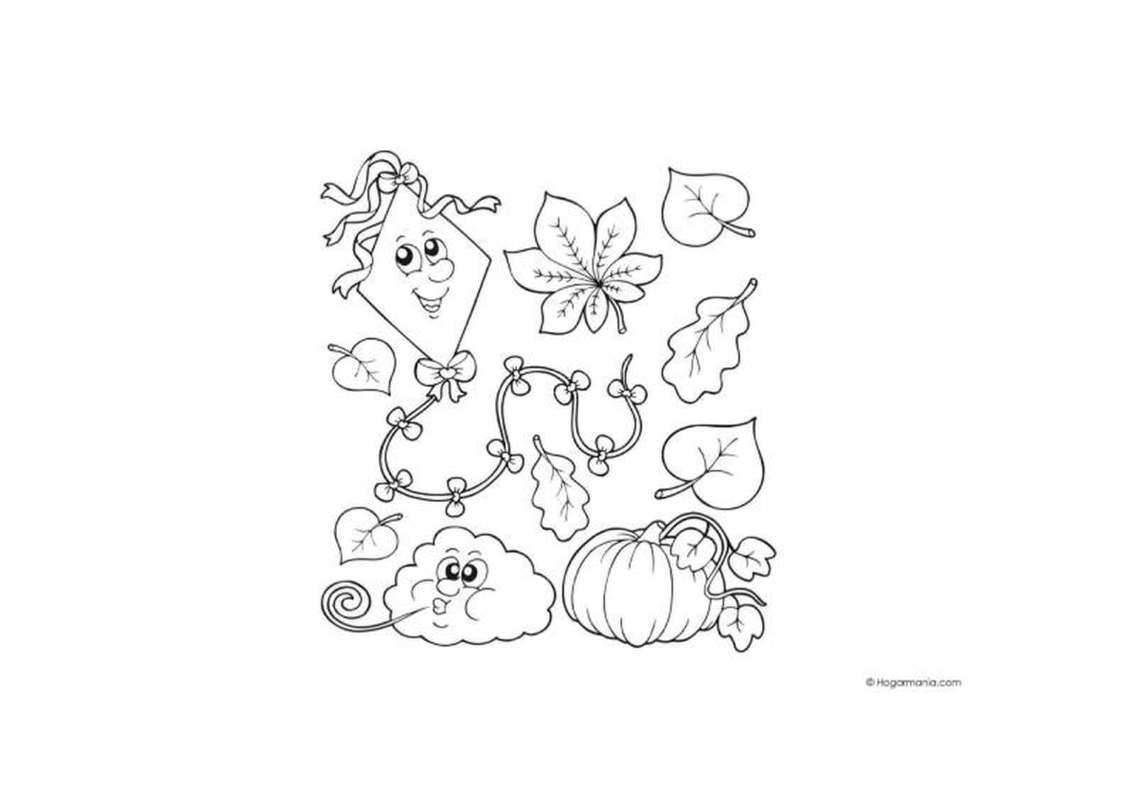 Ilustraciones otoñales para colorear.