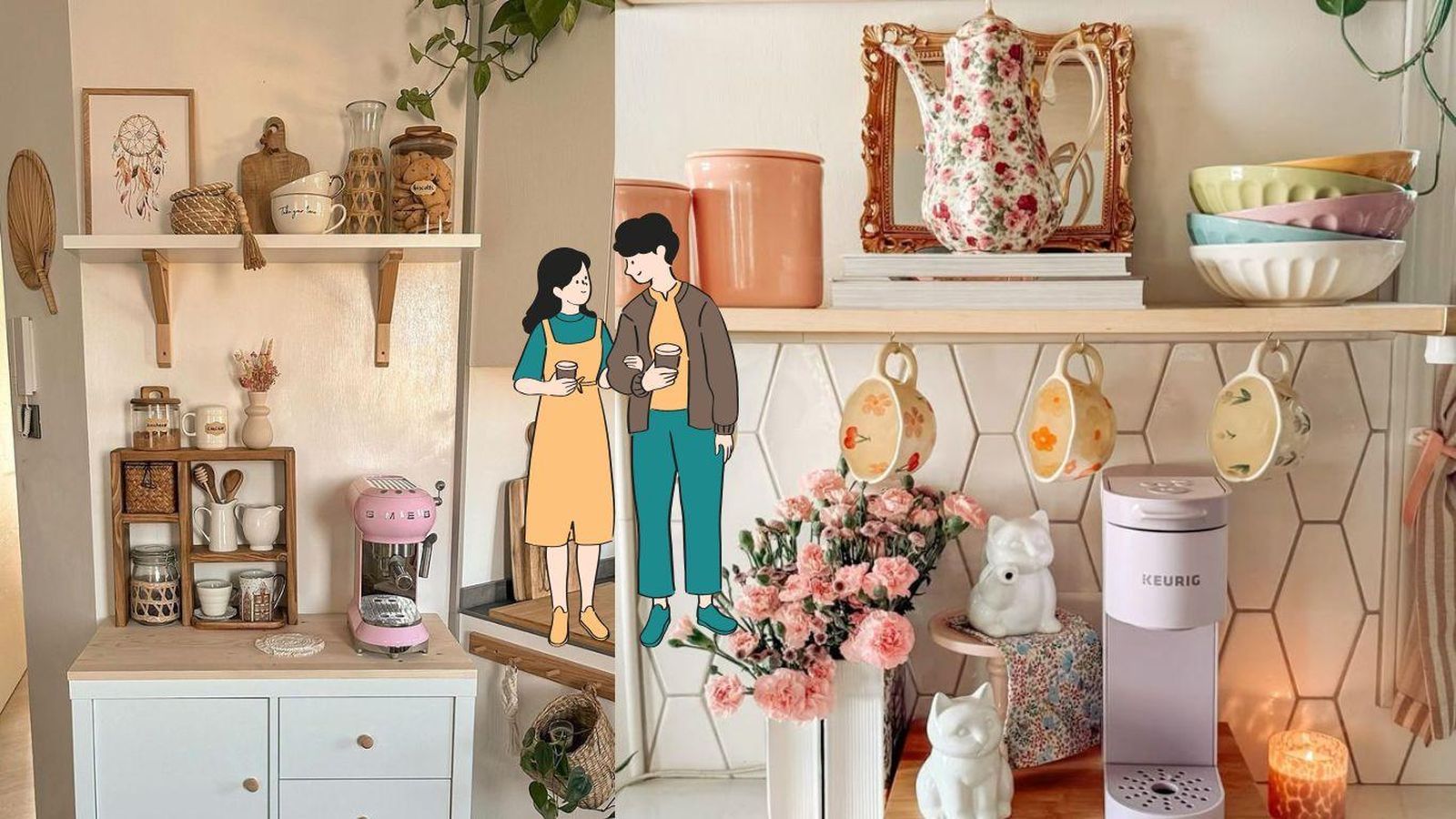 Dos ideas de decoración para un rincón de café.