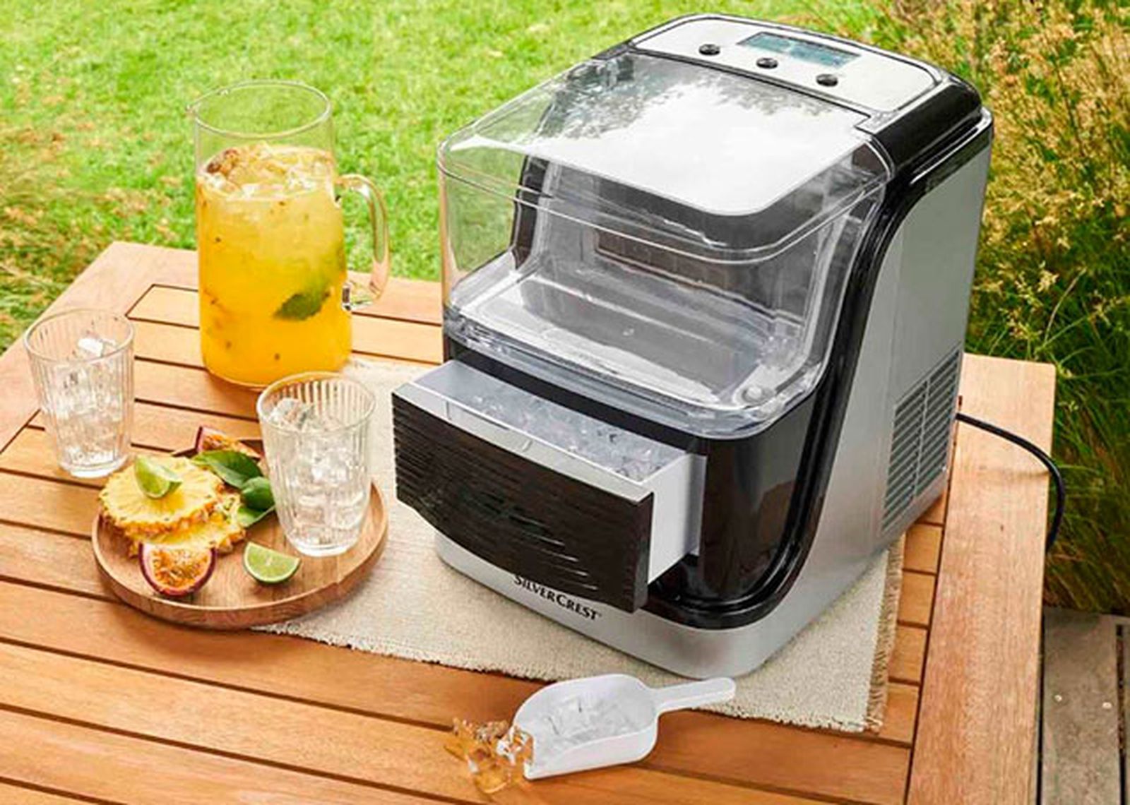 maquina hielo lidl 220W negra plateada editada