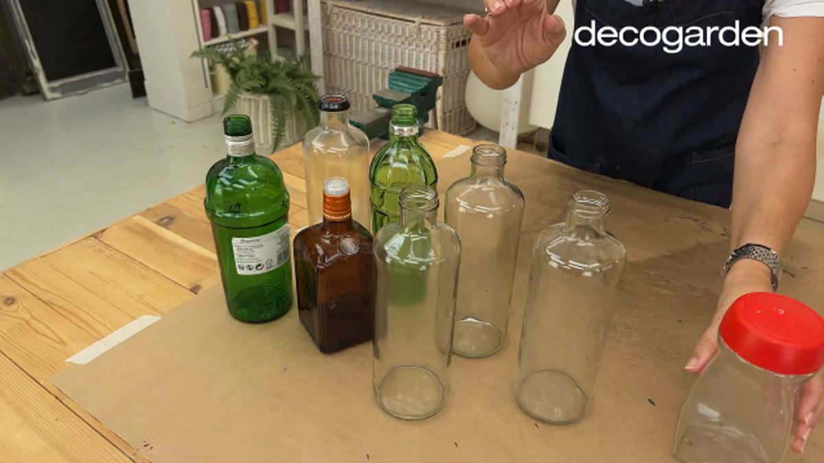 decorar botellas cristal paso 1