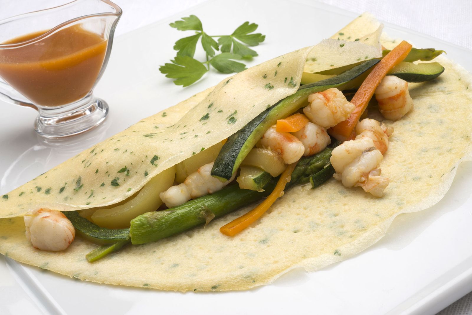 6134 1 Crepes de verduras y langostinos xl
