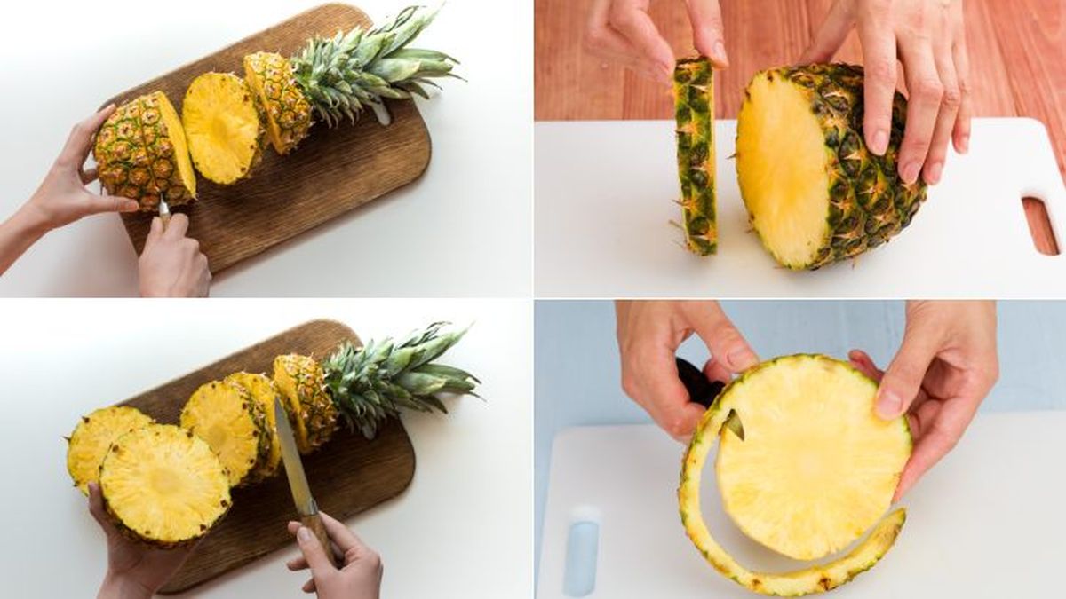 como cortar una pina en rodajas