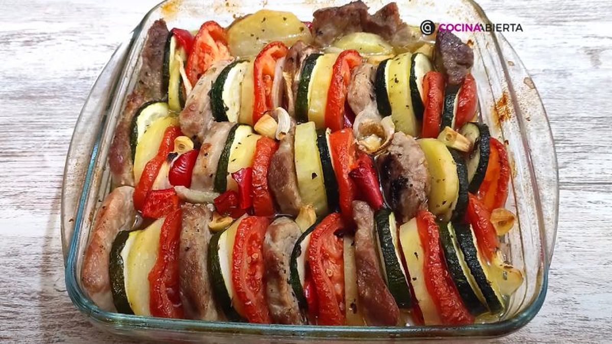 Solomillo al horno con verduras