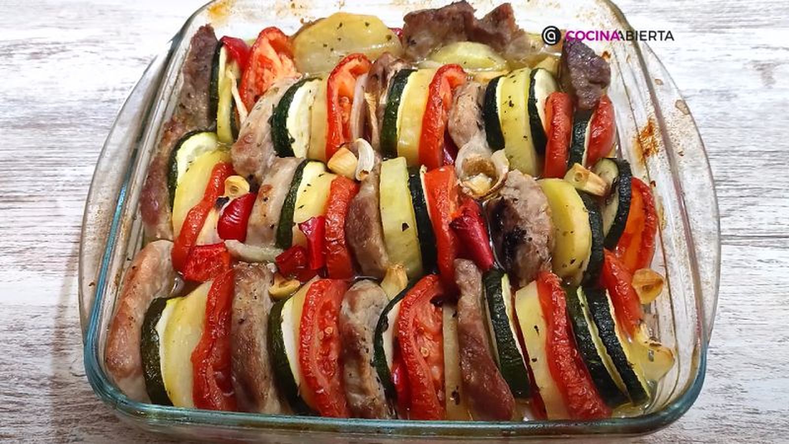 Solomillo al horno con verduras