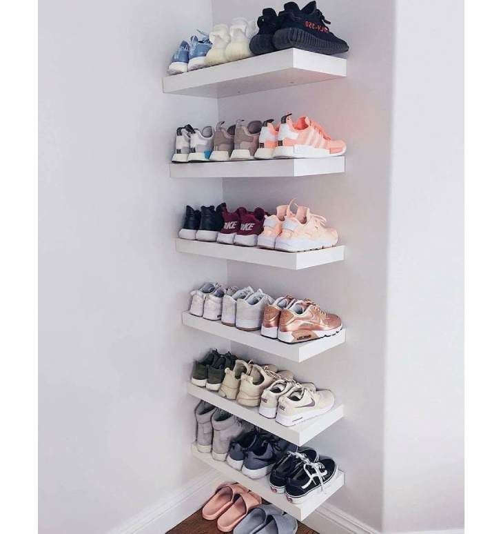 Unas simples baldas se convierten en un zapatero muy elegante / Pinterest