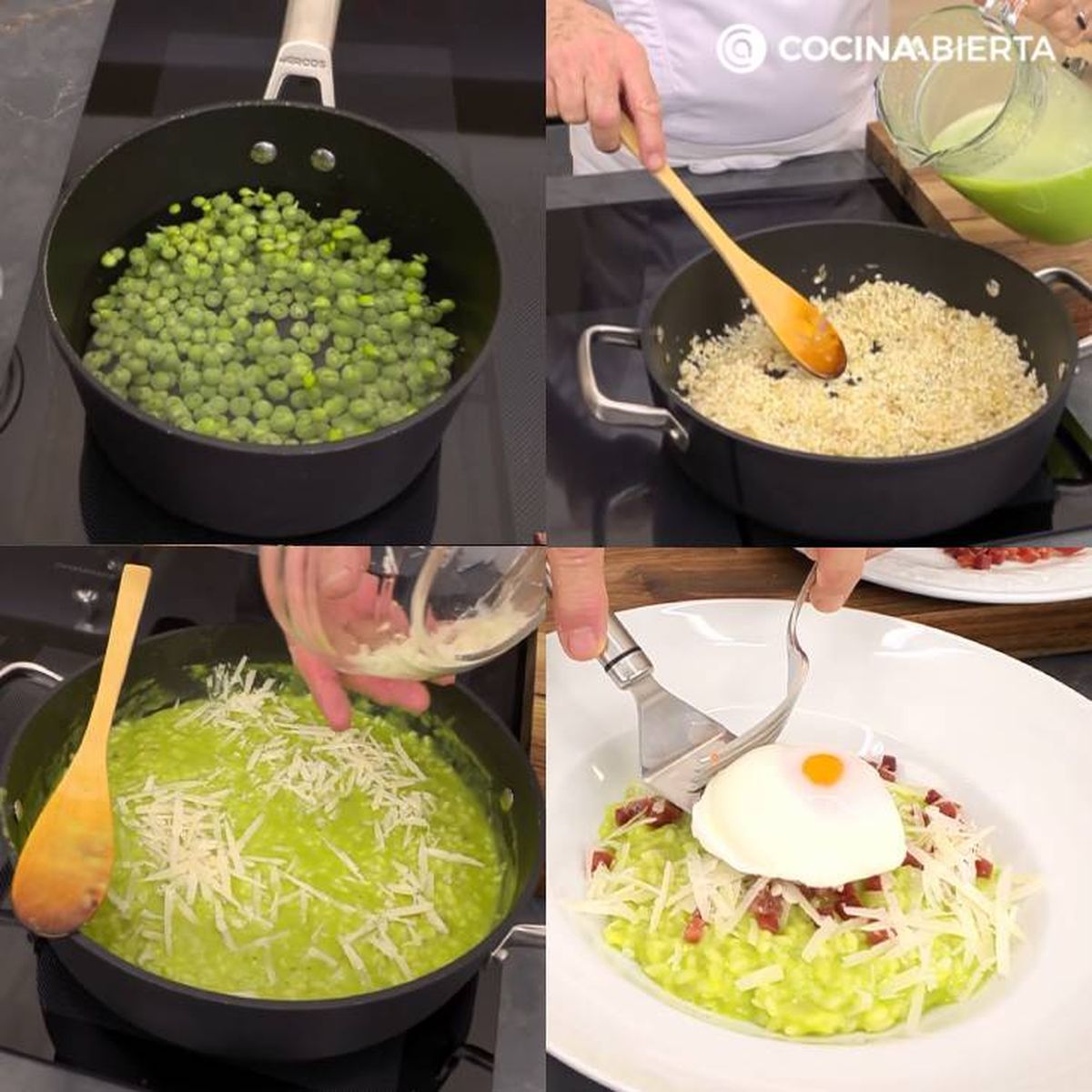 risotto de guisantes receta pasos