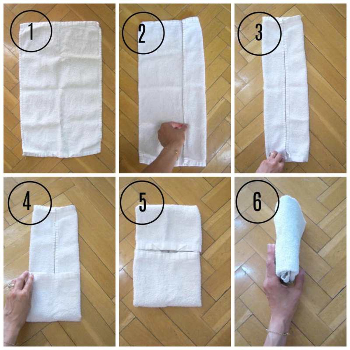 Doblado en vertical de las toallas / Imagen: Facilisimo (Nenas Coquetas)