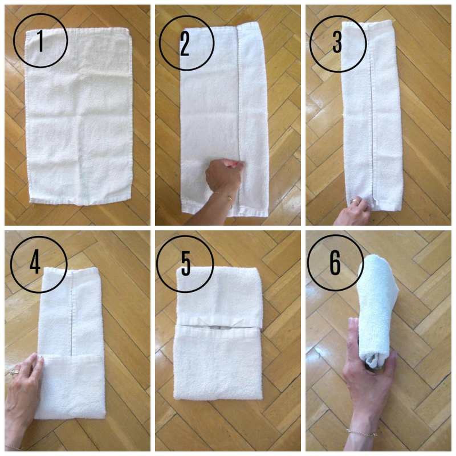 Doblado en vertical de las toallas / Imagen: Facilisimo (Nenas Coquetas)