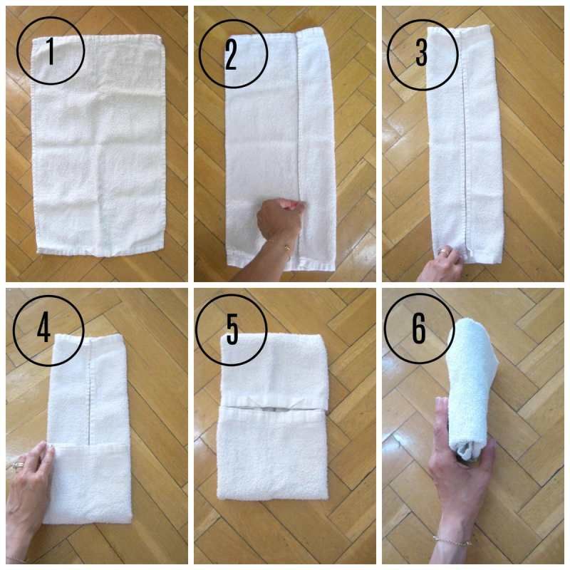 Doblado en vertical de las toallas / Imagen: Facilisimo (Nenas Coquetas)