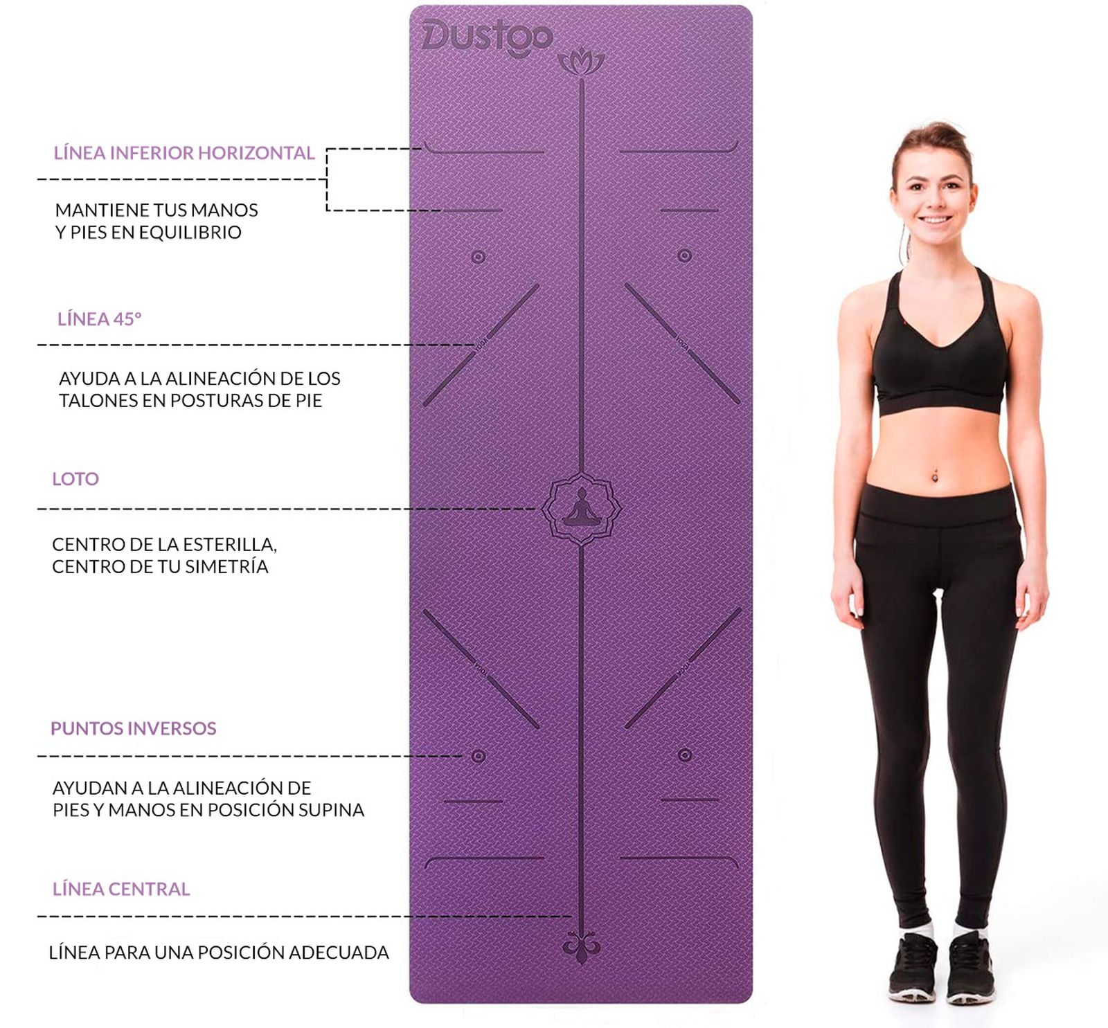 belleza yoga moda accesorios esterillas con lineas guia