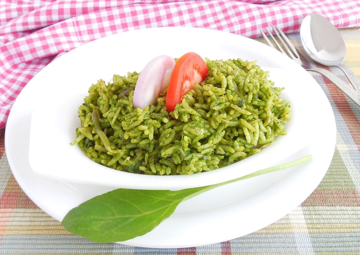 arroz verde espinaca