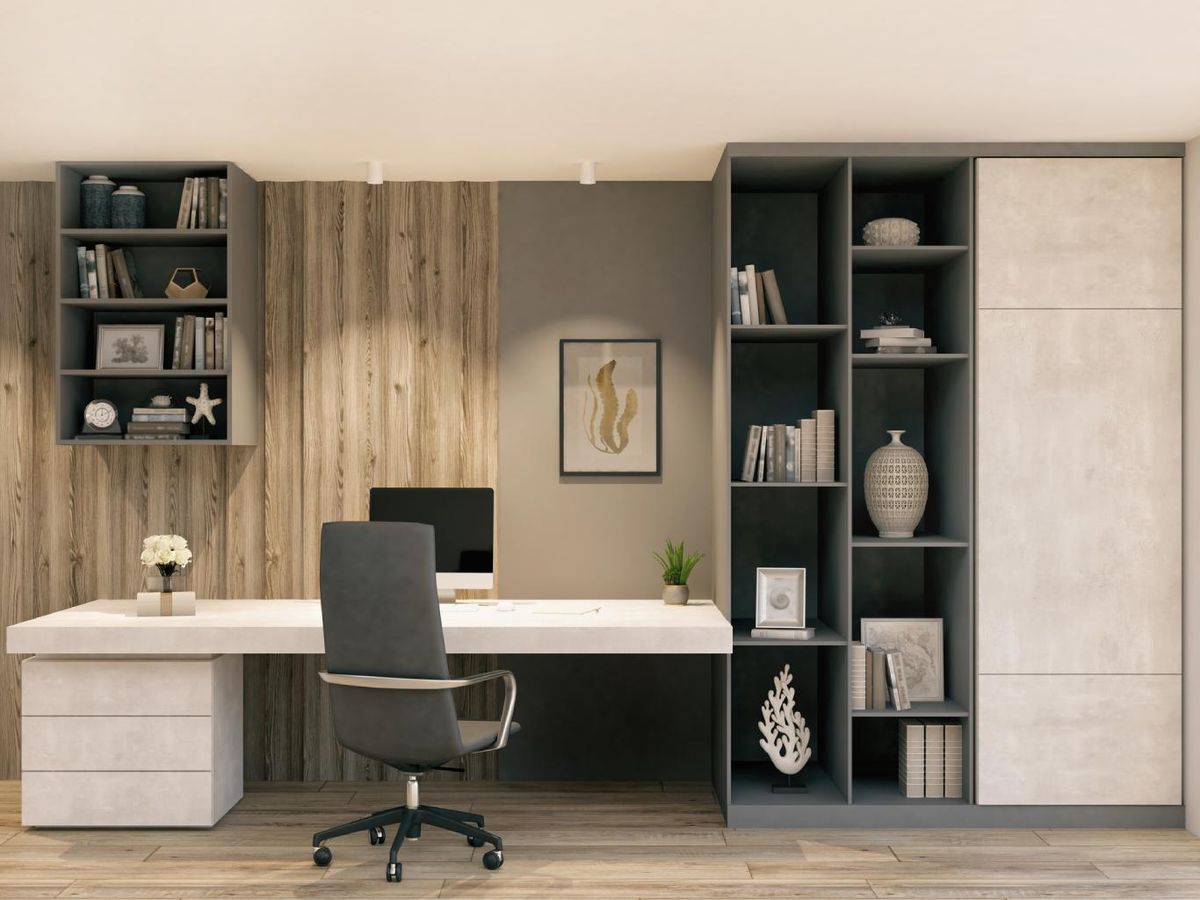 Oficina en casa de estilo minimalista.