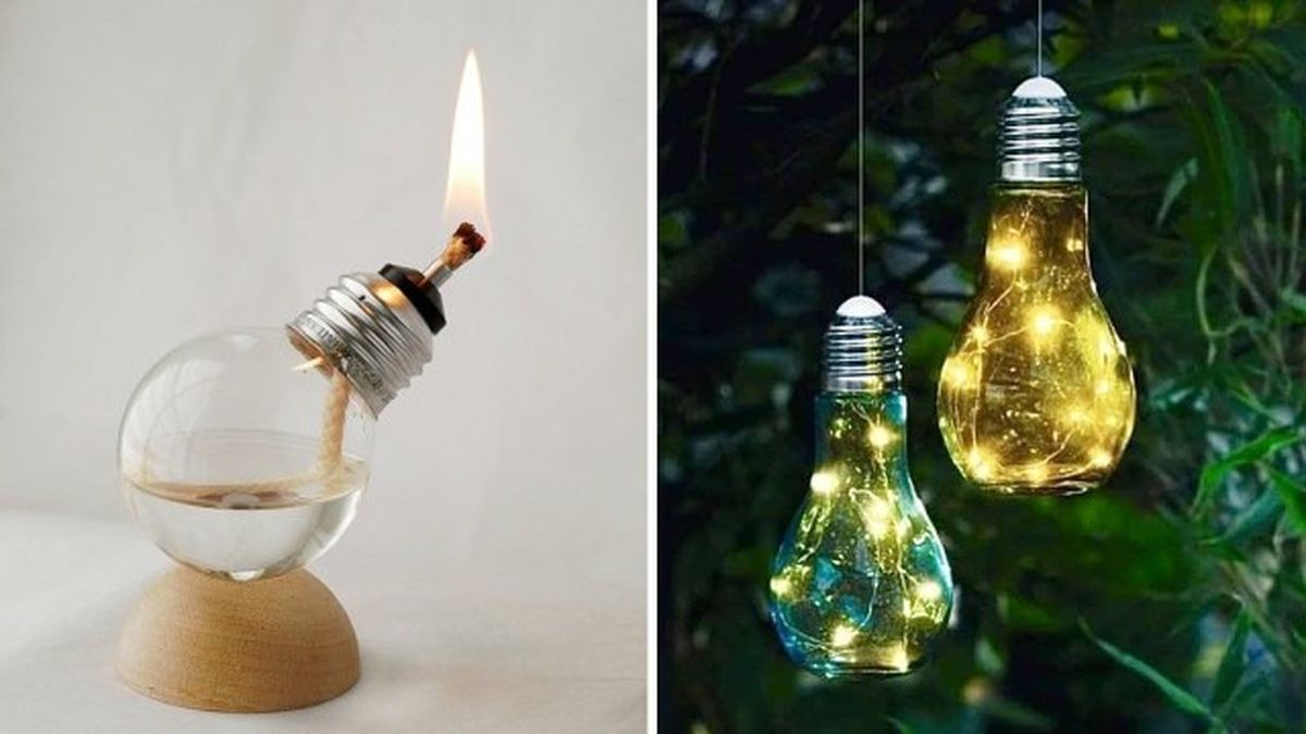 ideas reciclar bombillas lampara aceite
