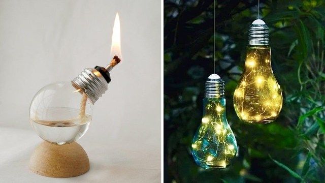 ideas reciclar bombillas lampara aceite