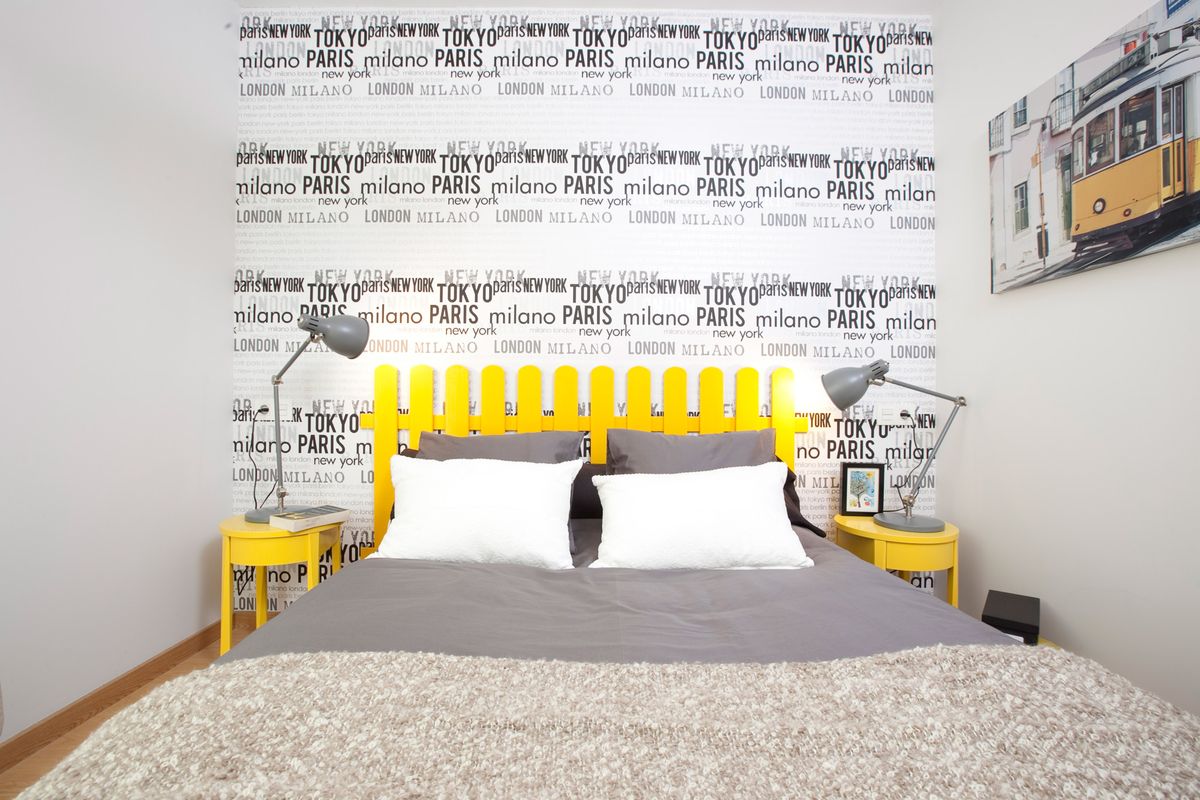 deco543(465) dormitorio papel pintado juvenil cama