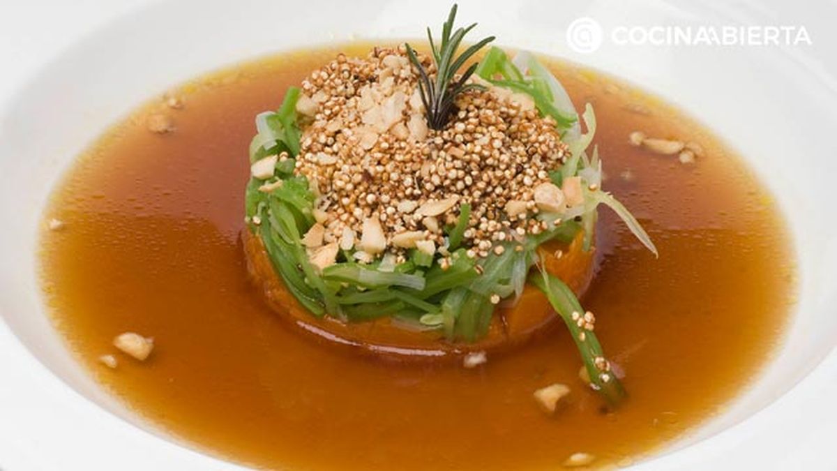 sopa de quinoa frita con calabaza