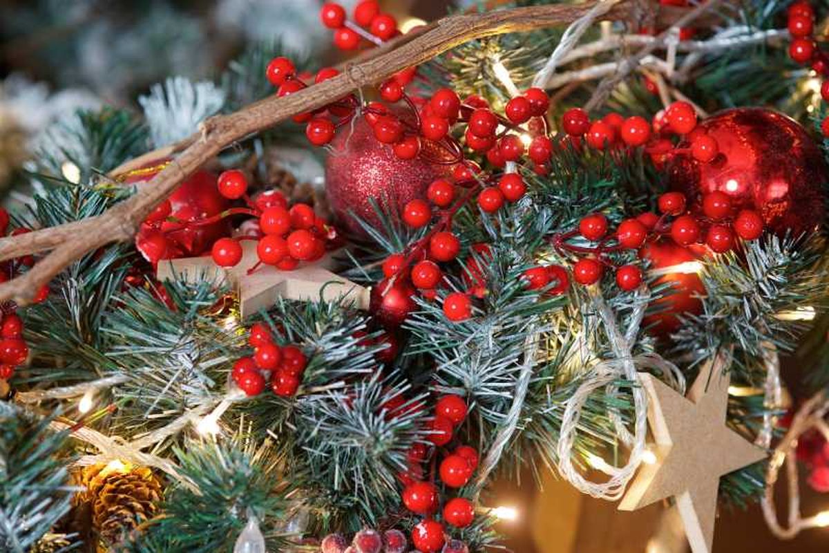 Ramas decorativas navideñas tradicionales.