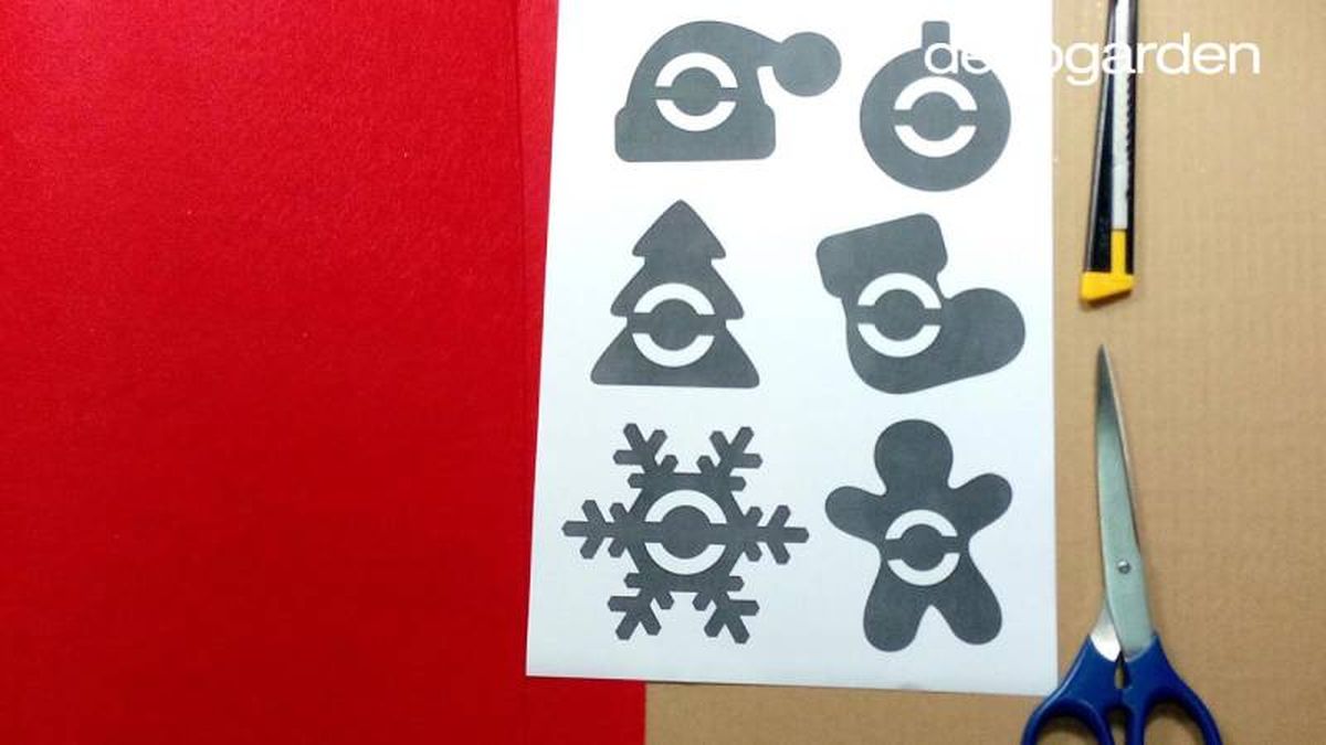 Plantilla y materiales para hacer la manualidad.