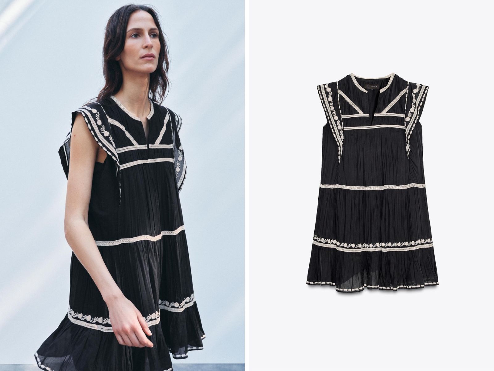 Vestidos corto con bordados en contraste para Semana Santa