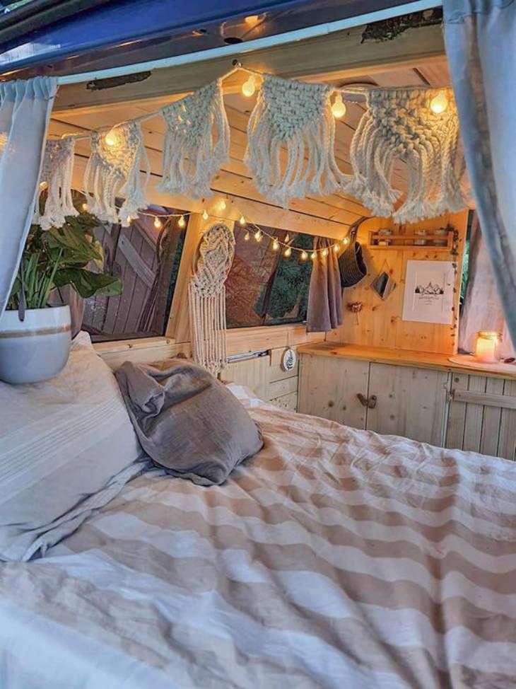 decorar interior furgoneta iluminacion acogedora pinterest