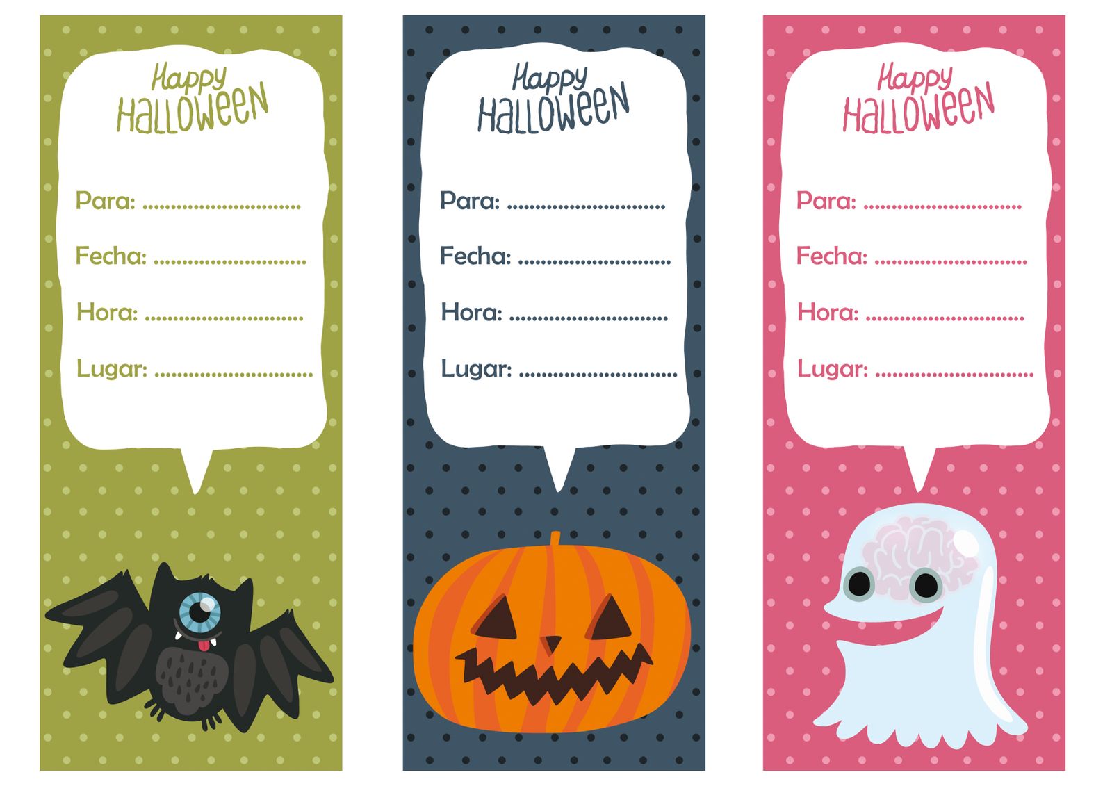 Tarjetas para una fiesta de Halloween   vertical 2