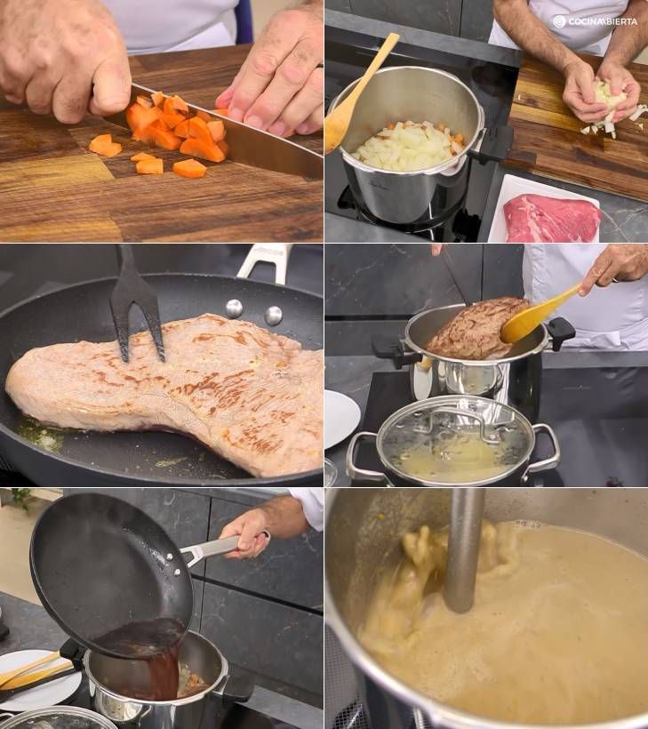 rabillo ternera salsa pure patata mostaza pasos