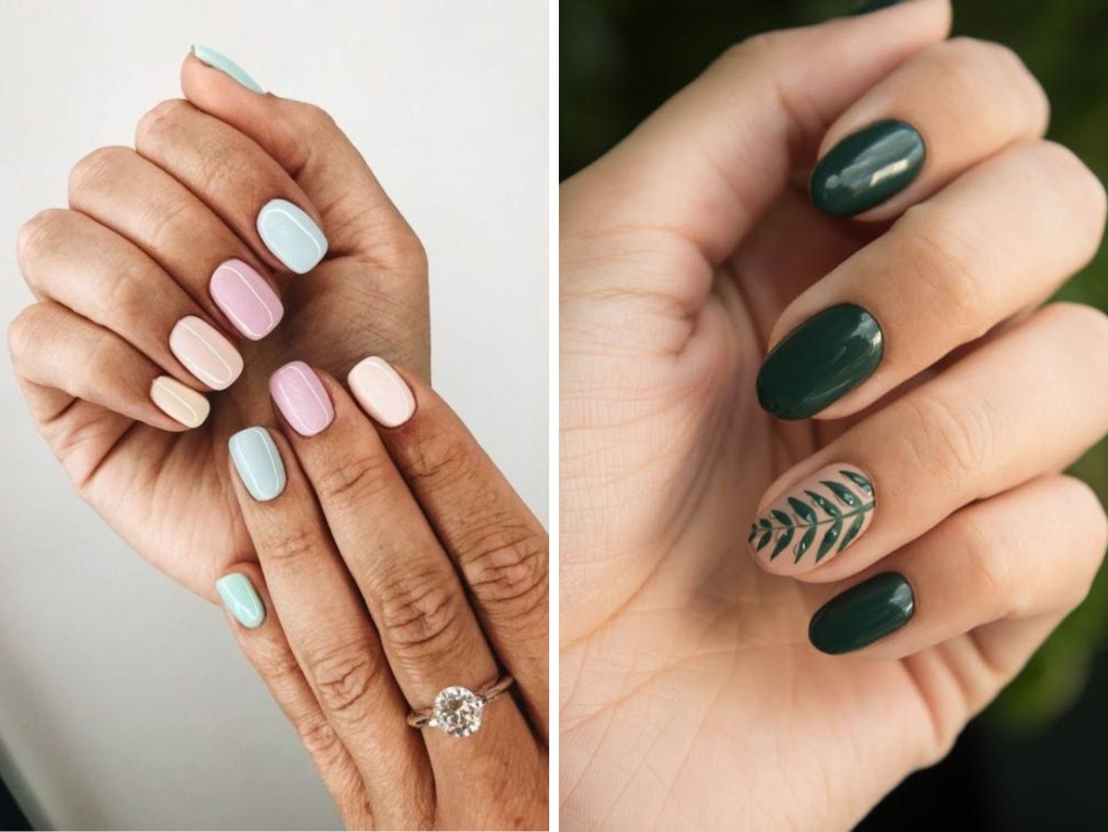 Tendencias de manicura en colores pastel y diseño en verde / Fotos: Pinterest