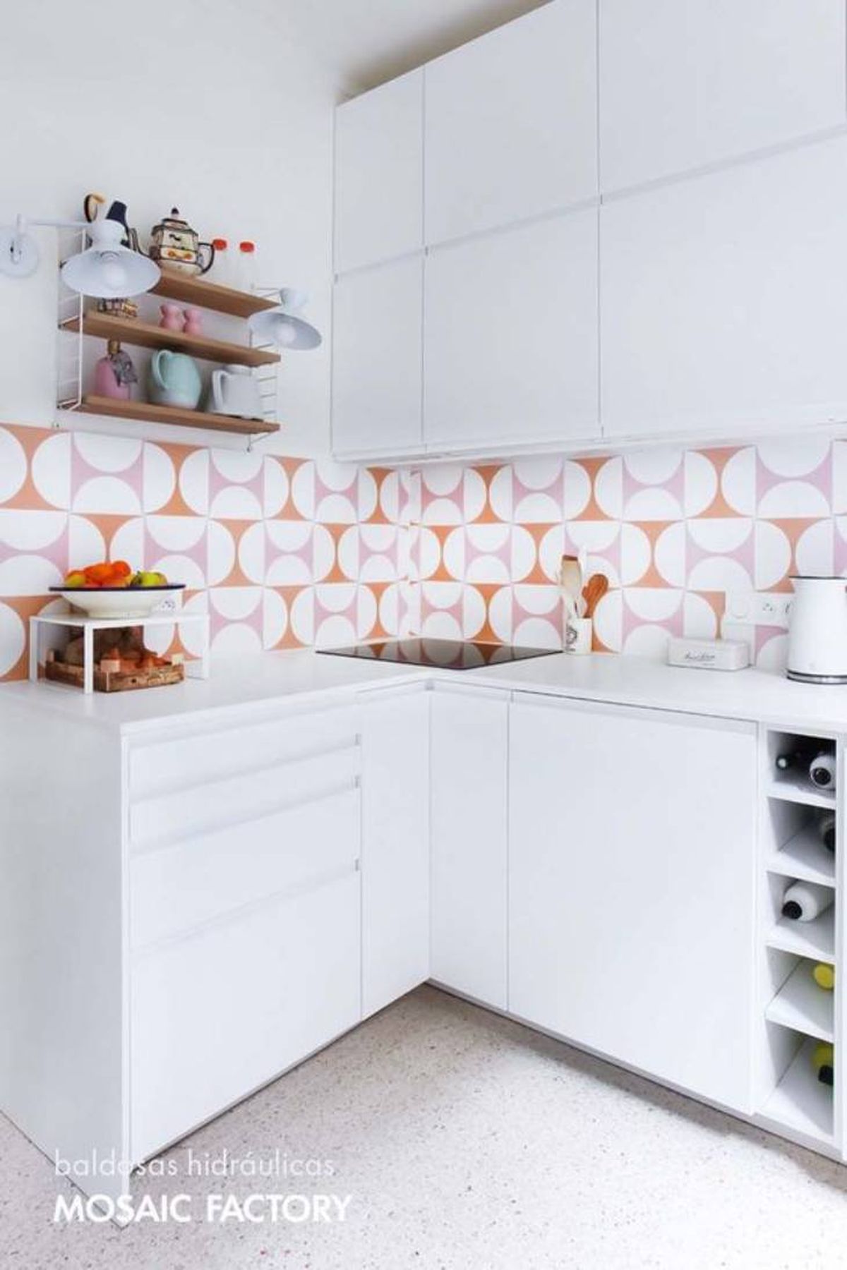 cocina blanca baldosas colores pinterest