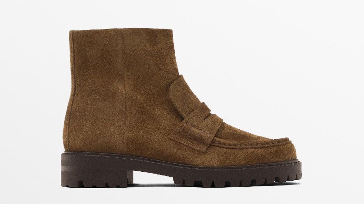 Botín de ante con cremalleras laterales