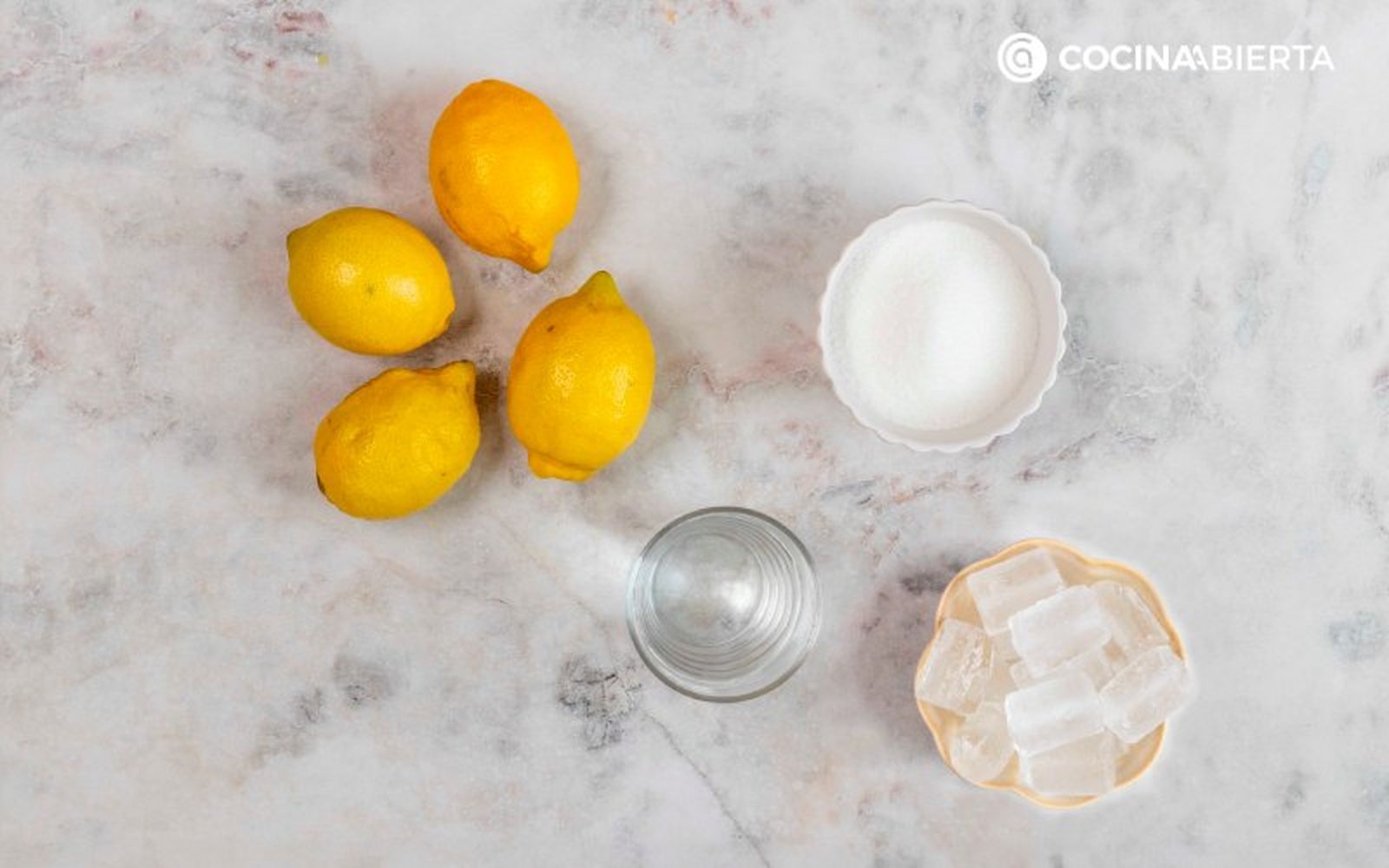 Ingredientes para hacer granizado de limón casero