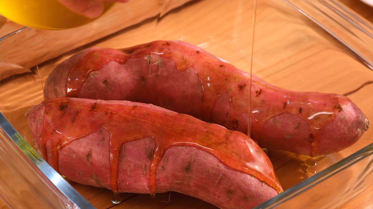 Boniatos rellenos de setas   Paso 1