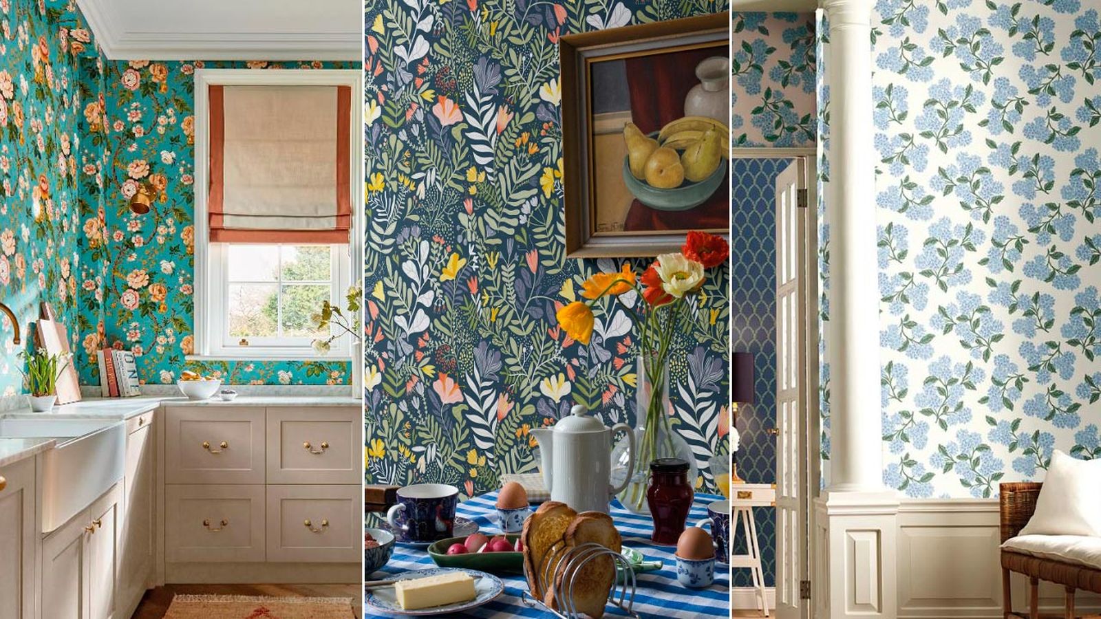 Ideas para decorar la cocina con papeles pintados de diseÃ±o  flores