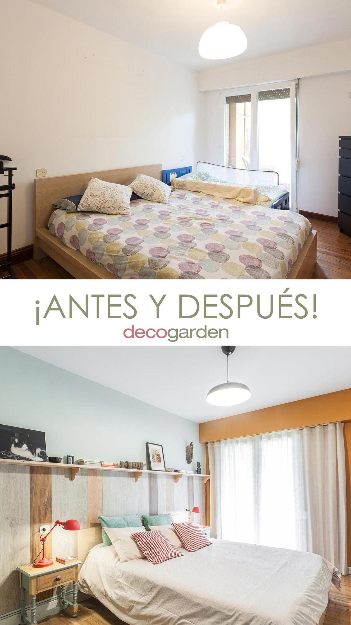 Deco 731 Dormitorio amarillo con friso de madera pin