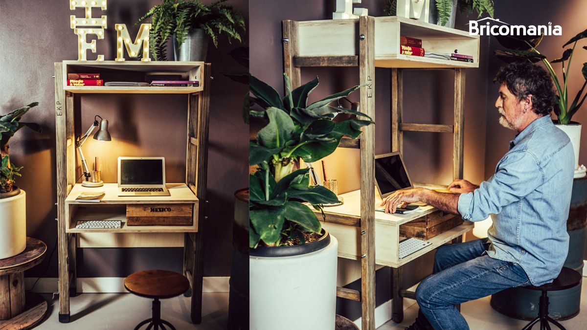 escritorio diy con escalera