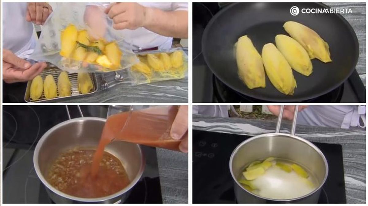 Los primeros pasos de la receta de codornices asadas de Martín Berasategui