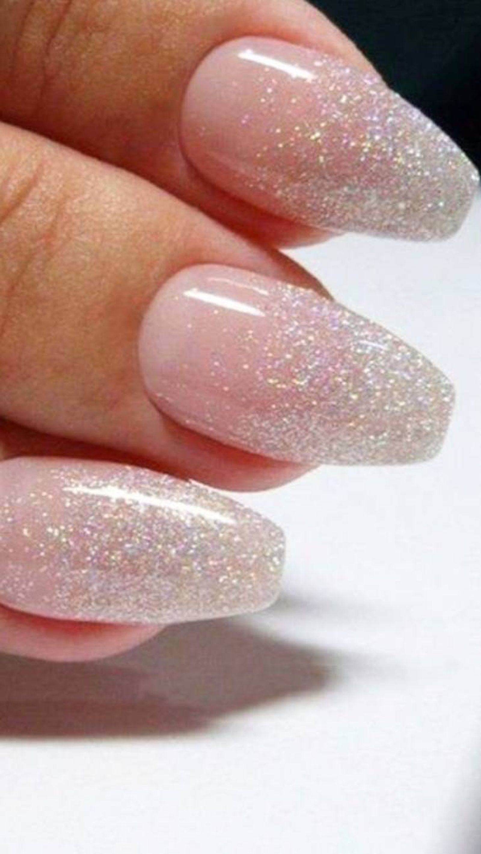 unas baby boomer glitter purpurina