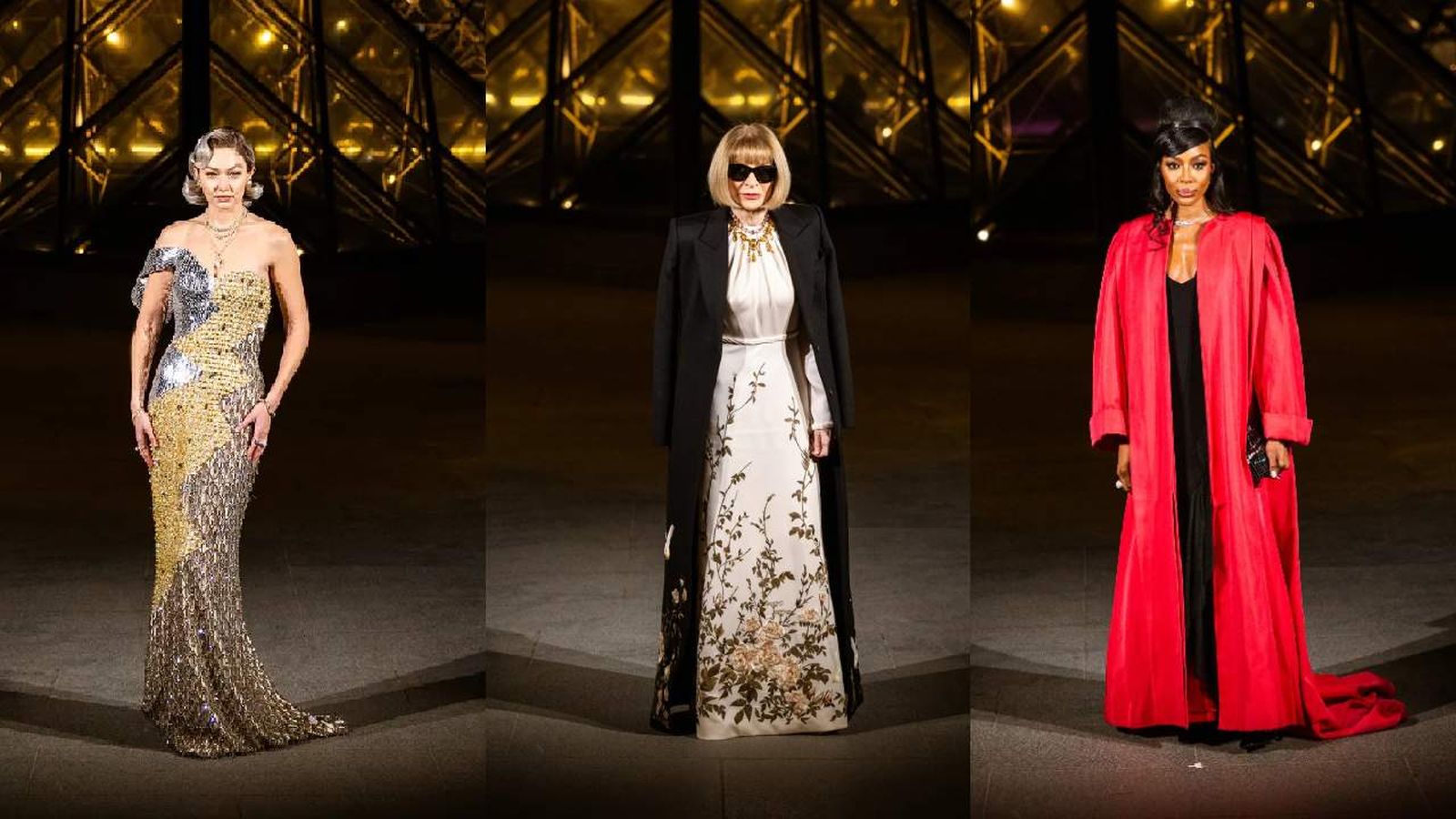 Gigi Hadid, Anna Wintour y Naomi Campbell en la primera edición de Le Grand Diner du Louvre / Fotos: Enzo Poly